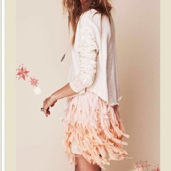 Free People Feather Lace Chiffon Mini Dress S - Picture 3 of 5